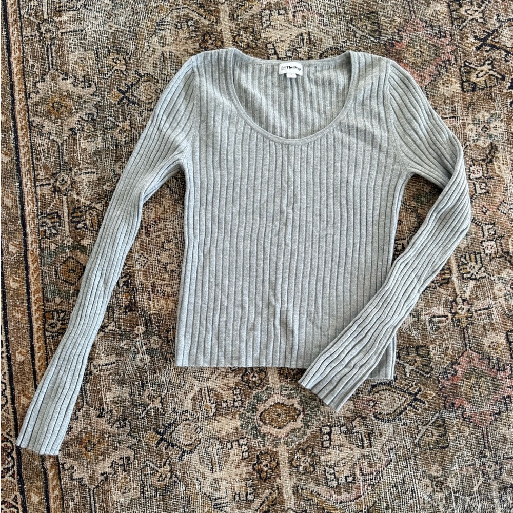 The Drop | Gray Ribbed Knit Women's Top